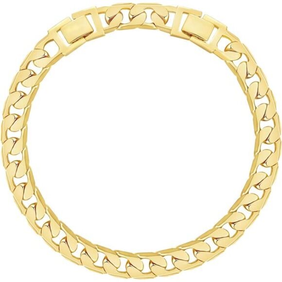 Gold Anklet for Women Chunky Cuban Link Adjustable 14K Plated Beach Jewelry - Picture 1 of 8